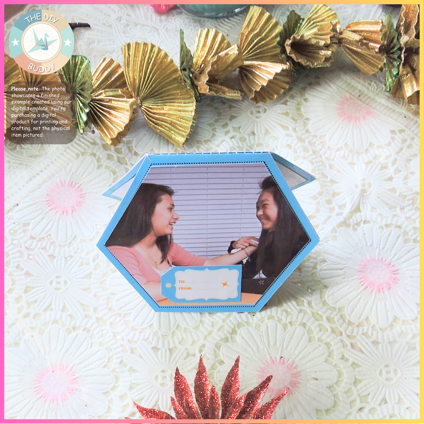 Hexagonal pop-up thank you card
