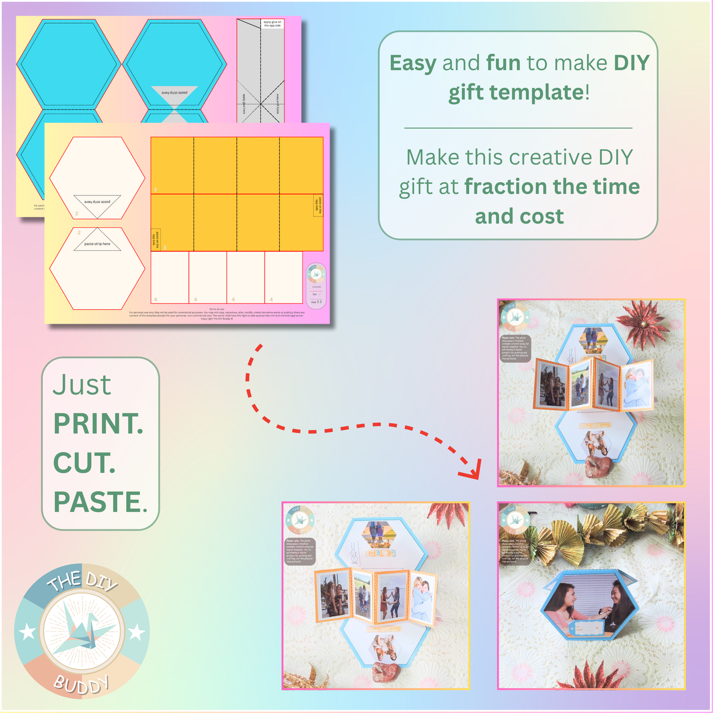 Hexagonal pop-up thank you card